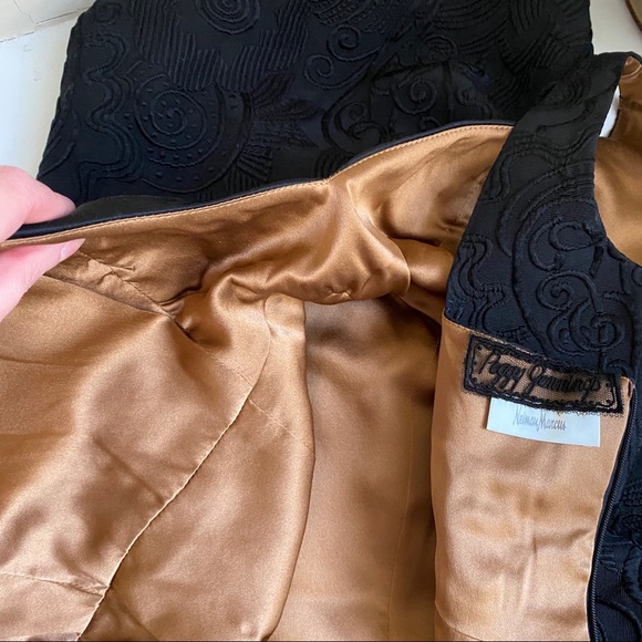 Vintage 90s M Textured Print Cocktail Dress LBD - Picture 7 of 8